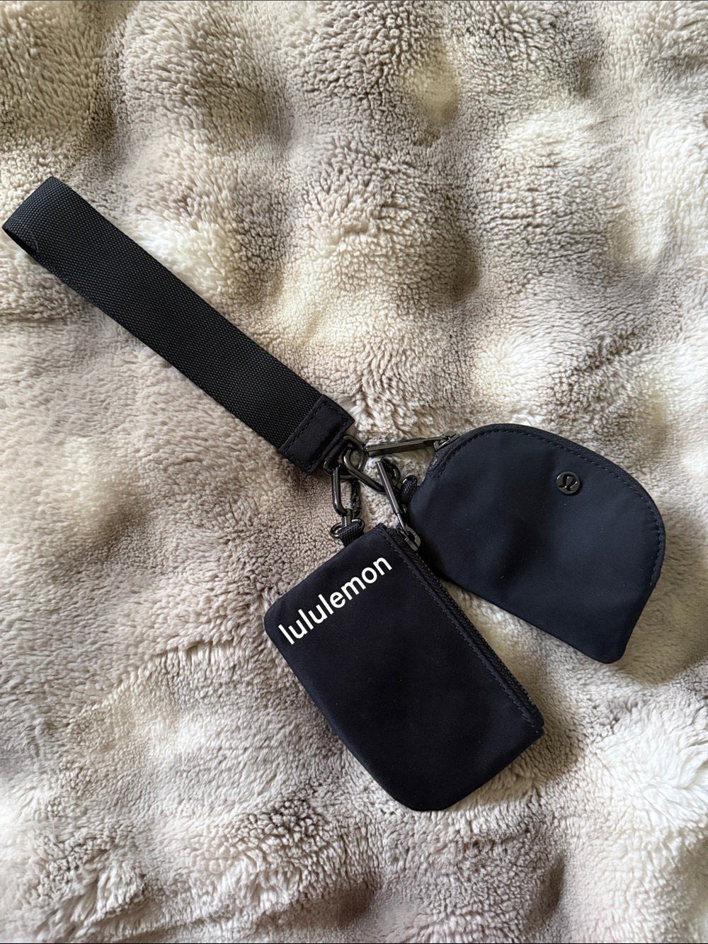 lululemon athletica Black Key & Card Holder Set with Wrist Strap